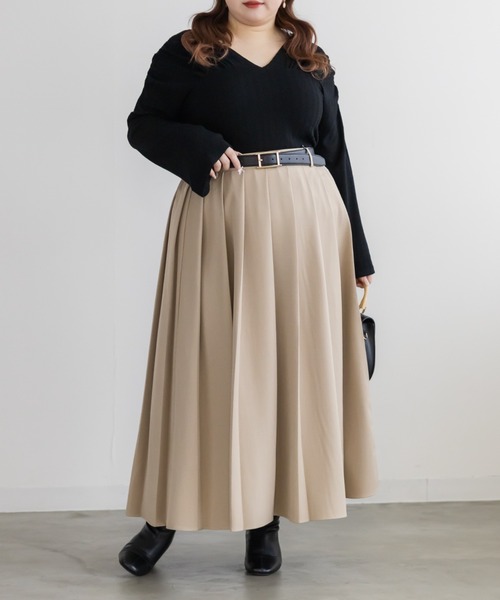 CLETTE(クレット)の「CLETTEオリジナルロングワイドプリーツスカート(スカート・レディース・ブラック/ベージュ/チャコールグレー・3L/LL/4L)」の14枚目の写真