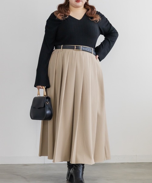 CLETTE(クレット)の「CLETTEオリジナルロングワイドプリーツスカート(スカート・レディース・ブラック/ベージュ/チャコールグレー・3L/LL/4L)」の13枚目の写真