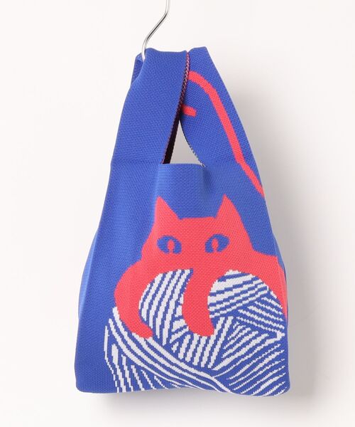 Sakka（サッカ）の「ネコ柄 ニットミニトートバッグ（トートバッグ・レディース・ベージュ/モカ/ブラウン/ホワイト/グリーン/ブルー・FREE）」の10枚目の写真