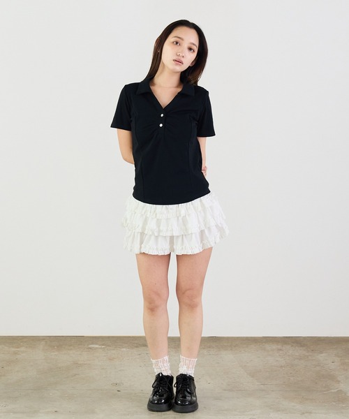Siel（シエル）の「ベーシック　ポロカラーカットソー（Tシャツ/カットソー・レディース・ブラック/アイボリー/ライトグレー・FREE）」の19枚目の写真