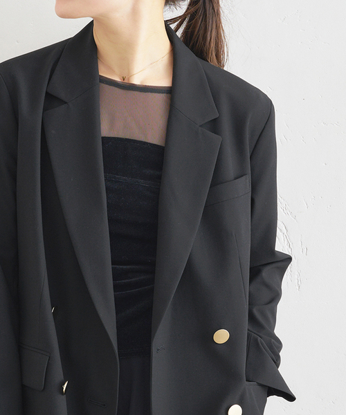 U by SPICK&SPAN(ユーバイスピックアンドスパン)の「シアーベロア コルセットトップス(Tシャツ/カットソー・レディース・アイボリー/ブラック/ブラウン・FREE)」の1枚目の写真