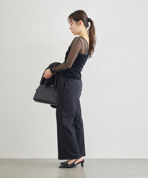 U by SPICK&SPAN(ユーバイスピックアンドスパン)の「シアーベロア コルセットトップス(Tシャツ/カットソー・レディース・アイボリー/ブラック/ブラウン・FREE)」の9枚目の写真