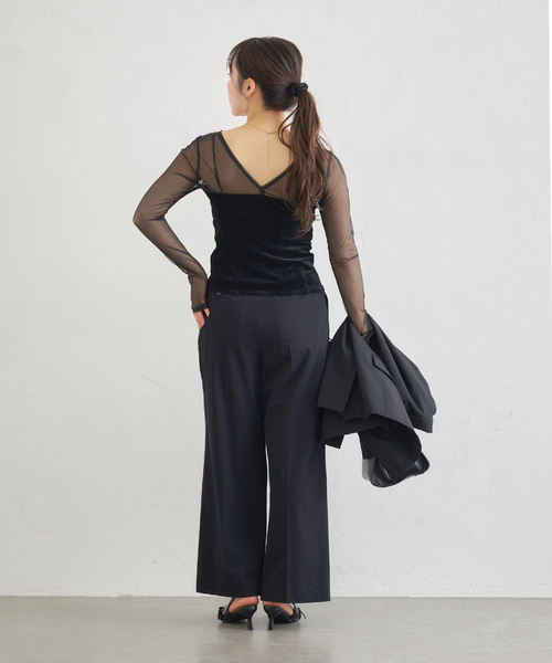 U by SPICK&SPAN(ユーバイスピックアンドスパン)の「シアーベロア コルセットトップス(Tシャツ/カットソー・レディース・アイボリー/ブラック/ブラウン・FREE)」の10枚目の写真