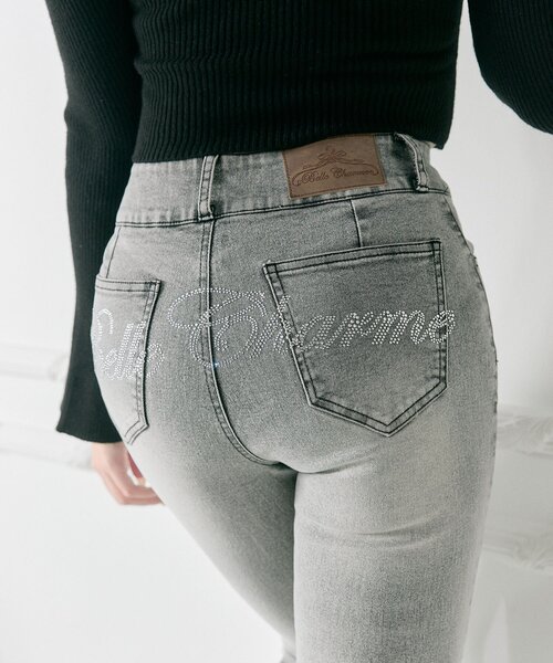 OLIVE des OLIVE(オリーブデオリーブ)の「【Belle Charme】Back Logo Flare Denim(デニムパンツ・レディース・グレー/ブラック/サックスブルー・MEDIUM/SMALL)」の17枚目の写真