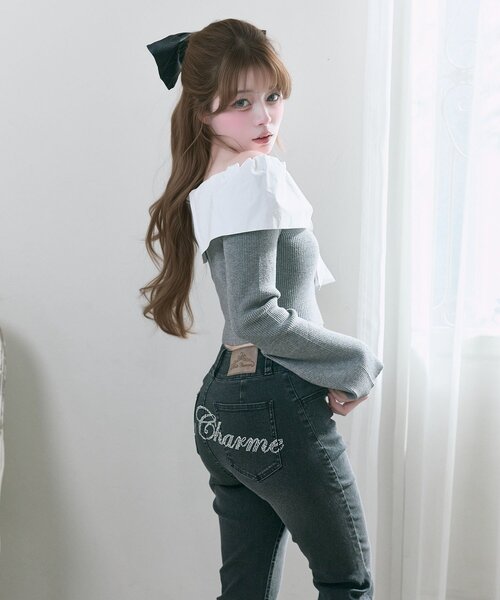 OLIVE des OLIVE(オリーブデオリーブ)の「【Belle Charme】Back Logo Flare Denim(デニムパンツ・レディース・グレー/ブラック/サックスブルー・MEDIUM/SMALL)」の11枚目の写真