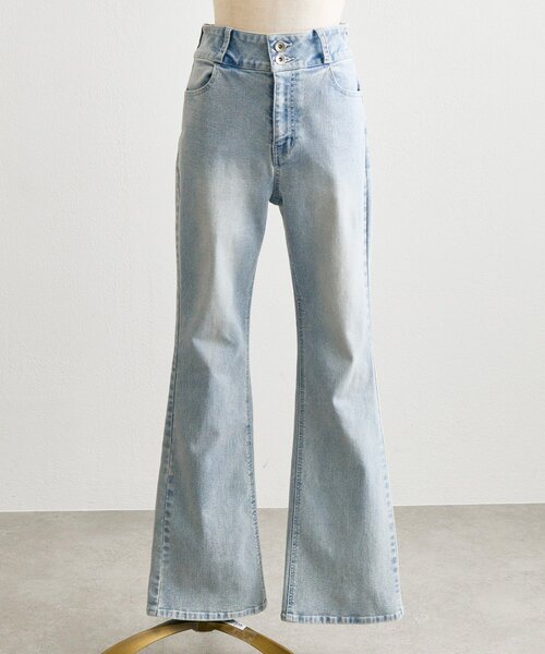 OLIVE des OLIVE(オリーブデオリーブ)の「【Belle Charme】Back Logo Flare Denim(デニムパンツ・レディース・グレー/ブラック/サックスブルー・MEDIUM/SMALL)」の5枚目の写真