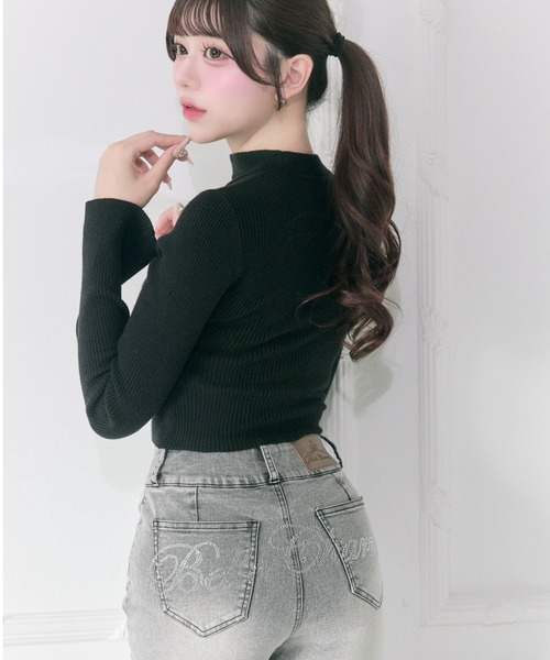 OLIVE des OLIVE（オリーブデオリーブ）の「【Belle Charme】Back Logo Flare Denim（デニムパンツ・レディース・グレー/ブラック/サックスブルー・MEDIUM/SMALL）」の3枚目の写真