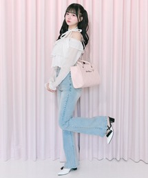 OLIVE des OLIVE | 【Belle Charme】Back Logo Flare Denim(デニムパンツ)