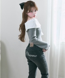 OLIVE des OLIVE | 【Belle Charme】Back Logo Flare Denim(デニムパンツ)