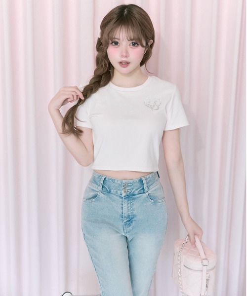 OLIVE des OLIVE（オリーブデオリーブ）の「【Belle Charme】Back Logo Flare Denim（デニムパンツ・レディース・グレー/ブラック/サックスブルー・MEDIUM/SMALL）」の7枚目の写真