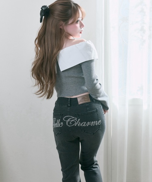 OLIVE des OLIVE（オリーブデオリーブ）の「【Belle Charme】Back Logo Flare Denim（デニムパンツ・レディース・グレー/ブラック/サックスブルー・MEDIUM/SMALL）」の8枚目の写真