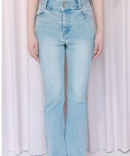 OLIVE des OLIVE（オリーブデオリーブ）の「【Belle Charme】Back Logo Flare Denim（デニムパンツ・レディース・グレー/ブラック/サックスブルー・MEDIUM/SMALL）」の19枚目の写真