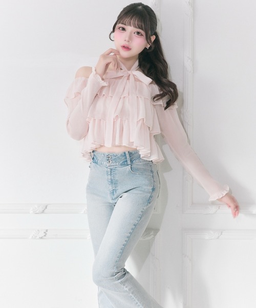 OLIVE des OLIVE（オリーブデオリーブ）の「【Belle Charme】Back Logo Flare Denim（デニムパンツ・レディース・グレー/ブラック/サックスブルー・MEDIUM/SMALL）」の13枚目の写真