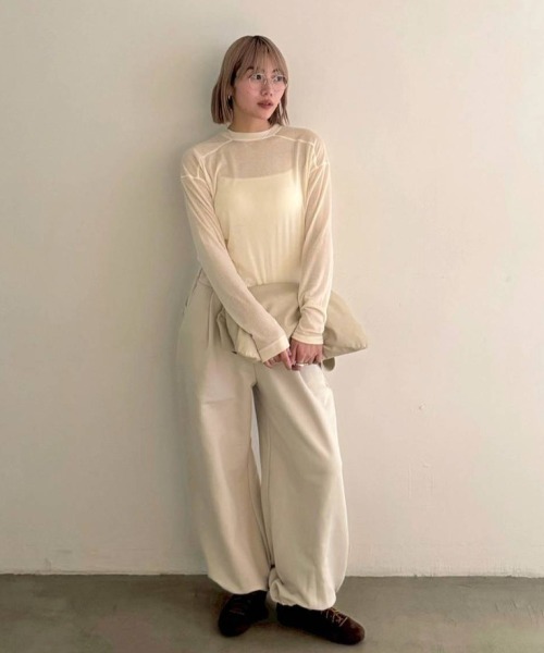 TODAYFUL（トゥデイフル）の「Hightwist Gauze Long T-shirts（Tシャツ/カットソー・レディース・セージグリーン/チョコ/インディゴブルー/キナリ・FREE）」の5枚目の写真