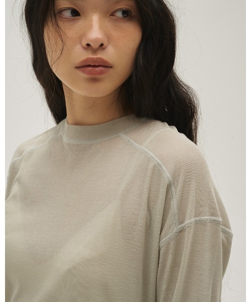 TODAYFUL（トゥデイフル）の「Hightwist Gauze Long T-shirts（Tシャツ/カットソー・レディース・セージグリーン/チョコ/インディゴブルー/キナリ・FREE）」の15枚目の写真