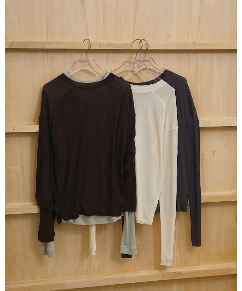 TODAYFUL（トゥデイフル）の「Hightwist Gauze Long T-shirts（Tシャツ/カットソー・レディース・セージグリーン/チョコ/インディゴブルー/キナリ・FREE）」の20枚目の写真