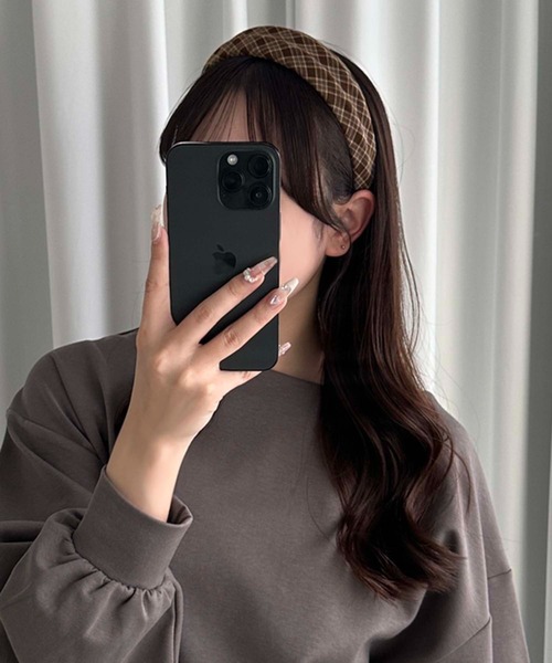 apres jour mignon(アプレジュールミニョン)の「【apresjour mignon×ARIAZ】チェック柄カチューシャ(カチューシャ・レディース・ブラウン系その他・ONESIZE)」の1枚目の写真