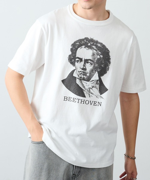 Healthknit(ヘルスニット)の「【Healthknit】26SS TOMPKINS Jersey Crewneck S/S(Beethoven Print) 218※(Tシャツ/カットソー・メンズ・ホワイト/ヘザーグレー・XL/L/M)」の4枚目の写真