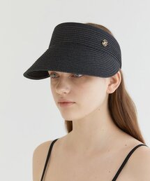 HALDEN(�n���f��)��basic logo pendant raffia sun visor (C009_black)(�T���o�C�U�[)