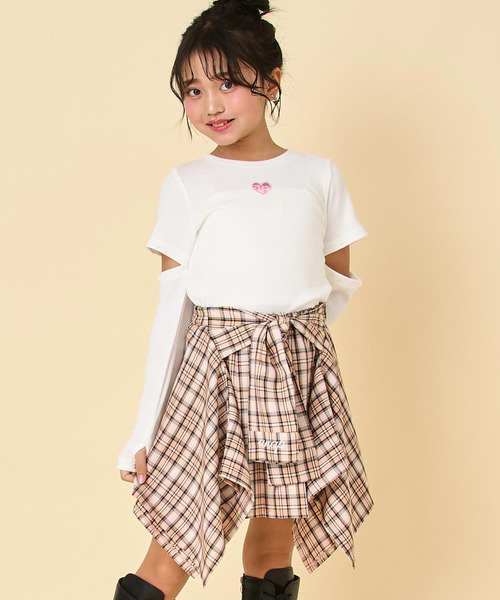 ANAP kids（アナップキッズ）の「腰巻風チェックスカート（スカート・キッズ・ベージュ/ネイビー/ラベンダー・130/120/110）」の8枚目の写真