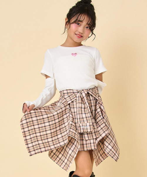 ANAP kids（アナップキッズ）の「腰巻風チェックスカート（スカート・キッズ・ベージュ/ネイビー/ラベンダー・130/120/110）」の7枚目の写真