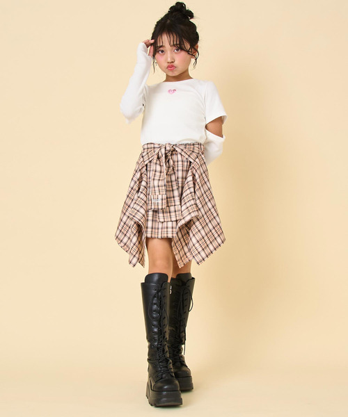 ANAP kids（アナップキッズ）の「腰巻風チェックスカート（スカート・キッズ・ベージュ/ネイビー/ラベンダー・130/120/110）」の9枚目の写真