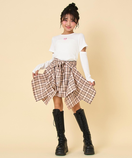 ANAP kids（アナップキッズ）の「腰巻風チェックスカート（スカート・キッズ・ベージュ/ネイビー/ラベンダー・130/120/110）」の10枚目の写真