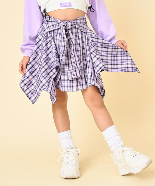 ANAP kids（アナップキッズ）の「腰巻風チェックスカート（スカート・キッズ・ベージュ/ネイビー/ラベンダー・130/120/110）」の16枚目の写真