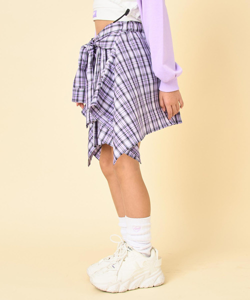 ANAP kids（アナップキッズ）の「腰巻風チェックスカート（スカート・キッズ・ベージュ/ネイビー/ラベンダー・130/120/110）」の17枚目の写真