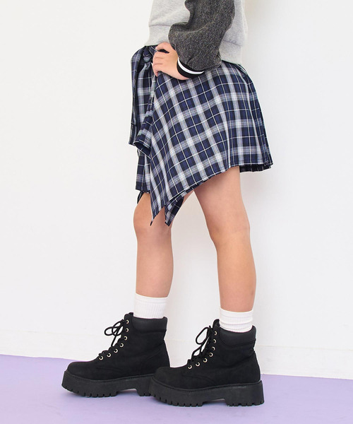 ANAP kids（アナップキッズ）の「腰巻風チェックスカート（スカート・キッズ・ベージュ/ネイビー/ラベンダー・130/120/110）」の12枚目の写真