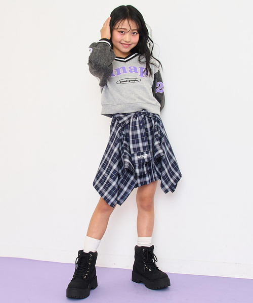 ANAP kids（アナップキッズ）の「腰巻風チェックスカート（スカート・キッズ・ベージュ/ネイビー/ラベンダー・130/120/110）」の14枚目の写真