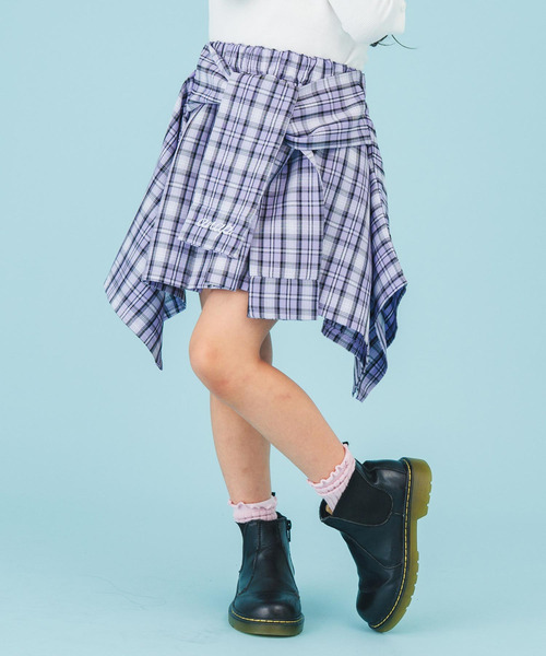ANAP kids（アナップキッズ）の「腰巻風チェックスカート（スカート・キッズ・ベージュ/ネイビー/ラベンダー・130/120/110）」の22枚目の写真