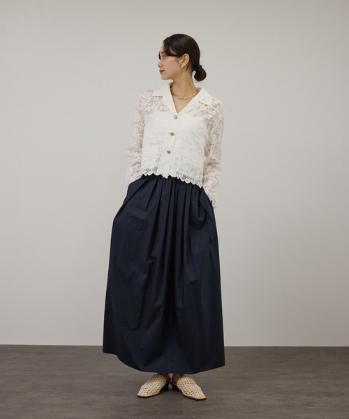 SALON adam et rope'(サロン アダム エ ロペ)の「コーティングギャザータックスカート / セットアップ対応(スカート・レディース・ホワイト/ブルー系その他2・FREE)」の5枚目の写真