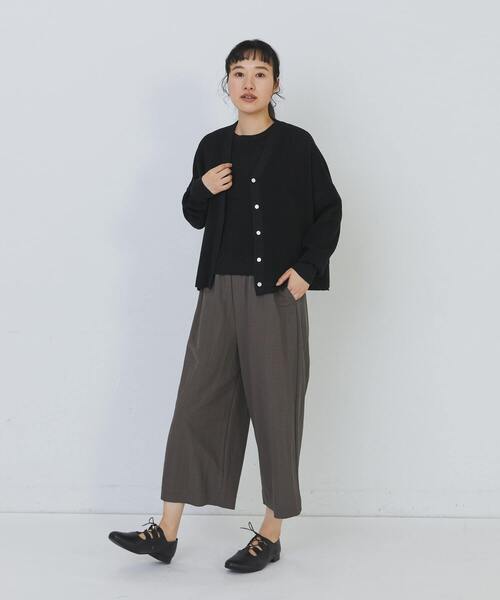 conges payes ADIEU TRISTESSE(コンジェ ペイエ アデュートリステス)の「14G麻綿ワッフル編みVネックカーディガン(カーディガン/ボレロ・レディース・ブラック/ブルー/レッド・FREE)」の12枚目の写真