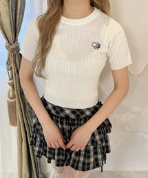 ハートワンポイント半袖ニット