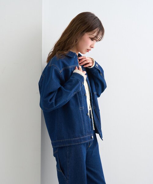 Kastane（カスタネ）の「【一部店舗限定/ユニセックス/S.Mサイズ展開/セットアップ対応】BM 生デニムジャケット（デニムジャケット・レディース・ブルー・MEDIUM/SMALL）」の21枚目の写真
