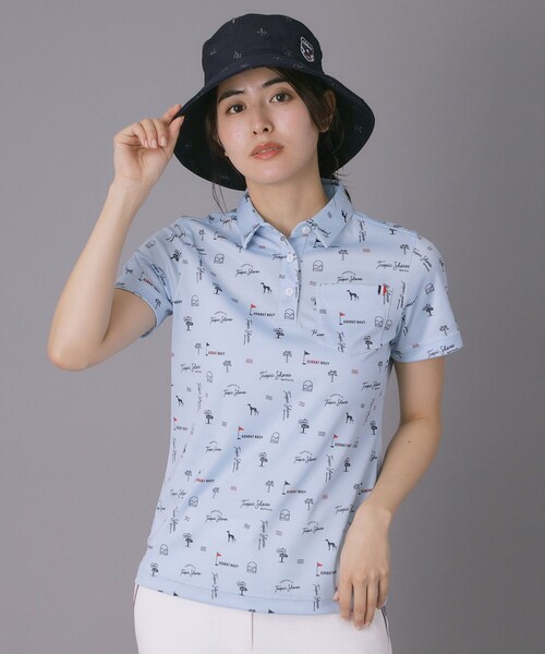 adabat（アダバット）の「【ADABAT NAVY】ロゴサマープリント半袖ポロシャツ（Tシャツ/カットソー・レディース・ネイビー系/ホワイト系1/ブルー系5・42/40/38/36）」の3枚目の写真