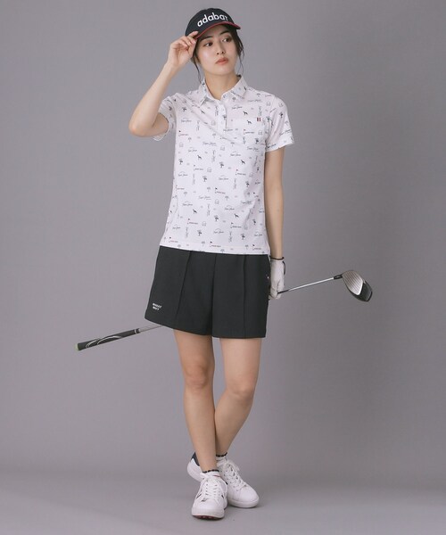 adabat（アダバット）の「【ADABAT NAVY】ロゴサマープリント半袖ポロシャツ（Tシャツ/カットソー・レディース・ネイビー系/ホワイト系1/ブルー系5・42/40/38/36）」の6枚目の写真