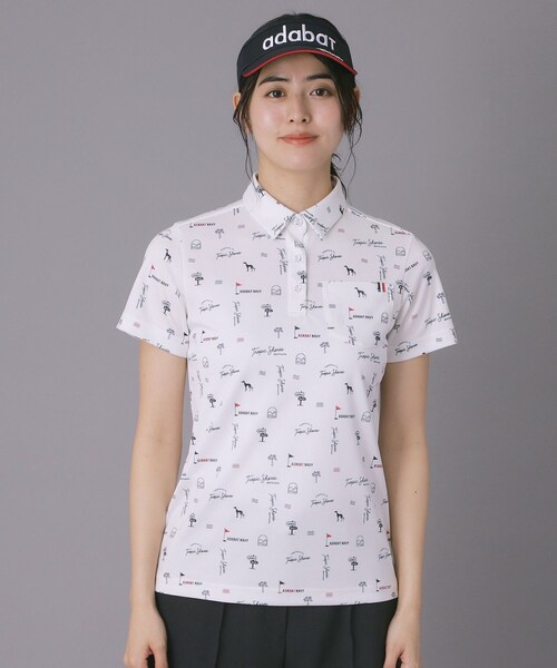 adabat（アダバット）の「【ADABAT NAVY】ロゴサマープリント半袖ポロシャツ（Tシャツ/カットソー・レディース・ネイビー系/ホワイト系1/ブルー系5・42/40/38/36）」の16枚目の写真