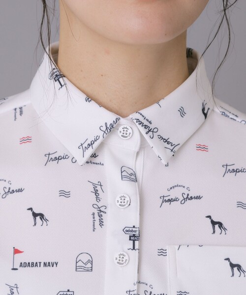adabat（アダバット）の「【ADABAT NAVY】ロゴサマープリント半袖ポロシャツ（Tシャツ/カットソー・レディース・ネイビー系/ホワイト系1/ブルー系5・42/40/38/36）」の19枚目の写真