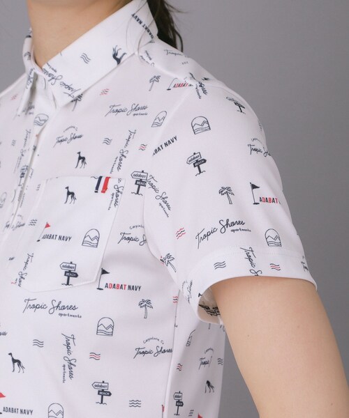 adabat（アダバット）の「【ADABAT NAVY】ロゴサマープリント半袖ポロシャツ（Tシャツ/カットソー・レディース・ネイビー系/ホワイト系1/ブルー系5・42/40/38/36）」の21枚目の写真