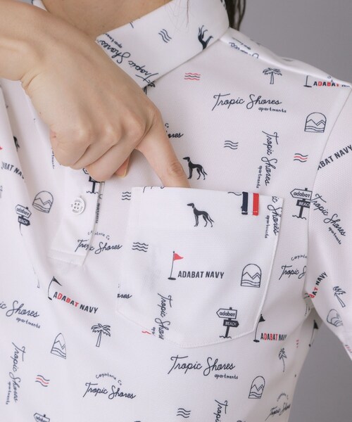 adabat（アダバット）の「【ADABAT NAVY】ロゴサマープリント半袖ポロシャツ（Tシャツ/カットソー・レディース・ネイビー系/ホワイト系1/ブルー系5・42/40/38/36）」の22枚目の写真