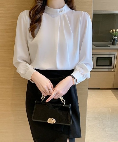 Beststore(ベストストア)の「パール付きキーネック トップス シャツブラウス(シャツ/ブラウス・レディース・ブラック/ブルー/ホワイト・M/L)」の22枚目の写真