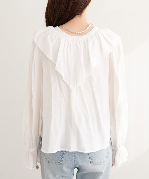 natural couture（ナチュラルクチュール）の「フリルカラーブラウス（シャツ/ブラウス・レディース・ブルー系その他/ブラック系その他/オフホワイト・FREE）」の22枚目の写真