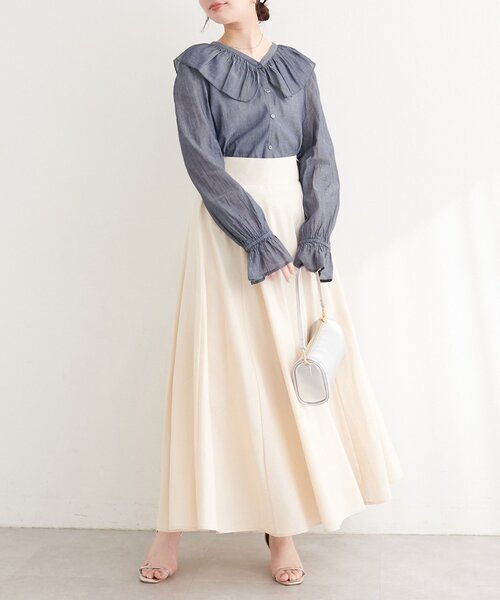 natural couture（ナチュラルクチュール）の「フリルカラーブラウス（シャツ/ブラウス・レディース・ブルー系その他/ブラック系その他/オフホワイト・FREE）」の8枚目の写真