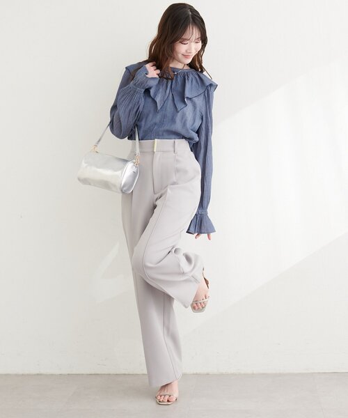 natural couture（ナチュラルクチュール）の「フリルカラーブラウス（シャツ/ブラウス・レディース・ブルー系その他/ブラック系その他/オフホワイト・FREE）」の12枚目の写真
