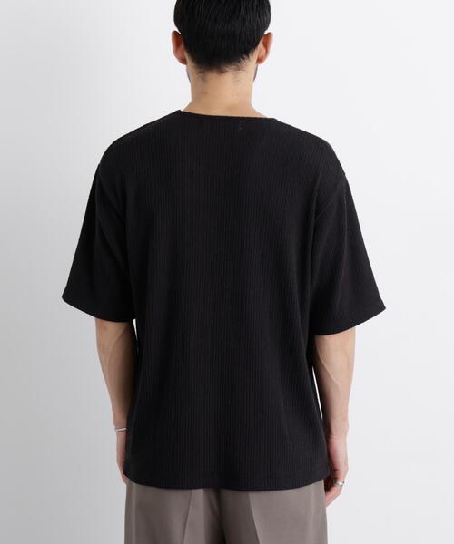 NANO universe(ナノユニバース)の「強撚ループヤーン針抜きストレッチ Tシャツ(Tシャツ/カットソー・メンズ・ライトブラウン/ブラック・M/L)」の11枚目の写真