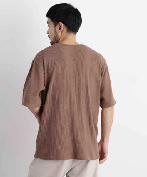 NANO universe(ナノユニバース)の「強撚ループヤーン針抜きストレッチ Tシャツ(Tシャツ/カットソー・メンズ・ライトブラウン/ブラック・M/L)」の18枚目の写真