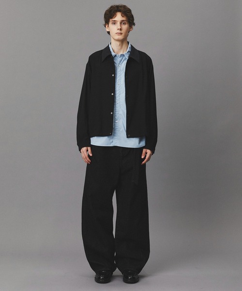 PUBLIC TOKYO（パブリックトウキョウ）の「ブラッシュドカラーオーバーコーチブルゾン /春服/切り替え/ストレッチ/伸縮性/アウター（ブルゾン・メンズ・ベージュ/ブラック・2/1）」の22枚目の写真