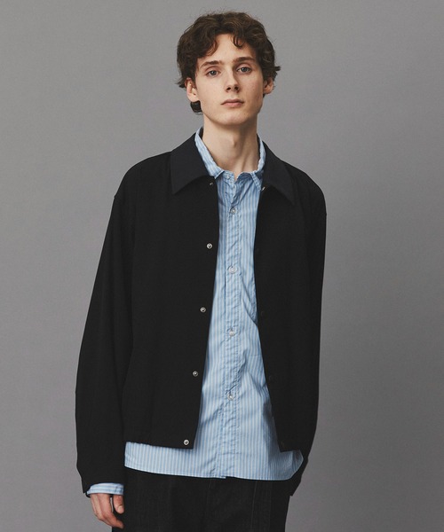 PUBLIC TOKYO（パブリックトウキョウ）の「ブラッシュドカラーオーバーコーチブルゾン /春服/切り替え/ストレッチ/伸縮性/アウター（ブルゾン・メンズ・ベージュ/ブラック・2/1）」の11枚目の写真